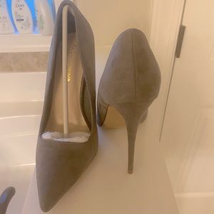Brand New! Fashion Nova Grey Faux Suede heels!